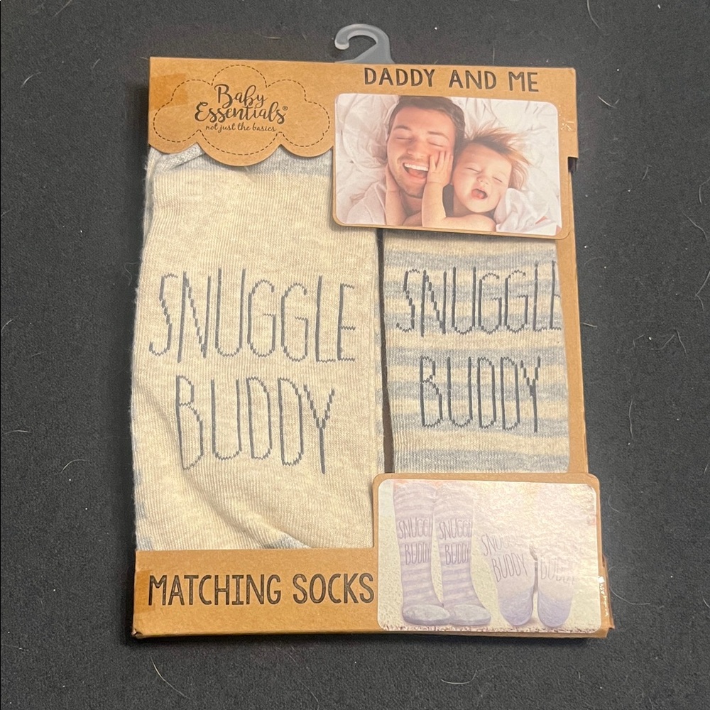 Baby Essentials Matching 'Snuggle Buddy' Socks - Cream & Gray